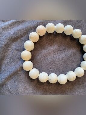 Studio Barse Creamy White Stone Bead Stretch Bracelet